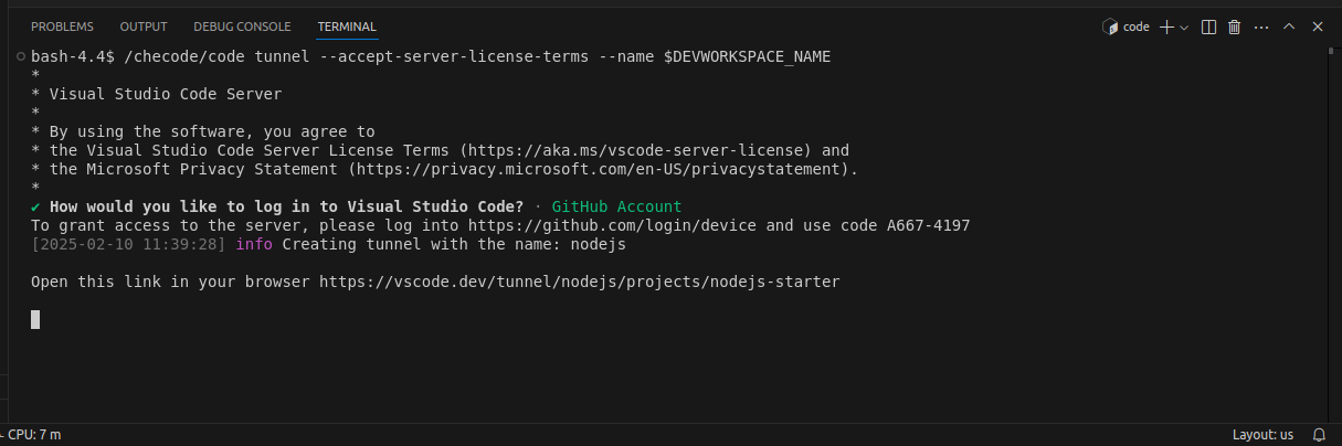 Open Gateway prompt
